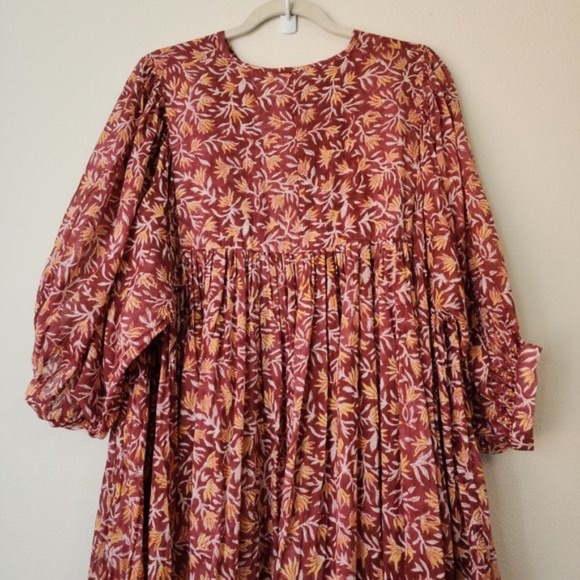 Daughters of India Women Kyra Midi Dress XL Floral Print Baloon Sleeve Bohemian - Picture 11 of 15